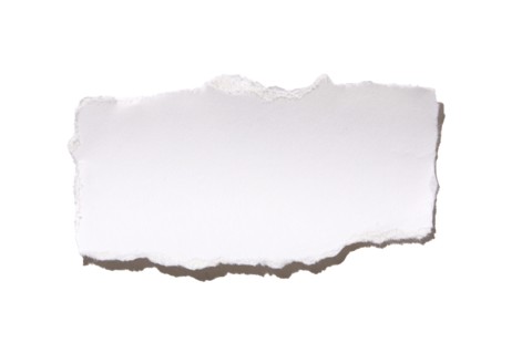 Torn peace of paper on white background, New York City, New York, USA