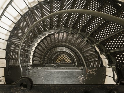 USA, North Carolina, Nags Head, Overhead view of staircase in Bodie Island Lighthouse, Nags Head,