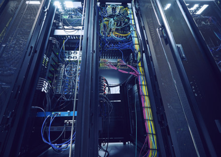 Hard drives and cables in data center
St, George, Utah, USA