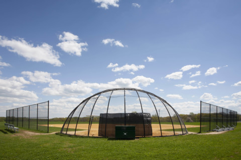 USA, New Jersey, Chester, Empty youth baseball field on sunny day