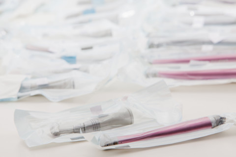 Various sterilized dental tools