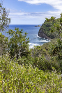 Green tropical island and sea. Kona, Hawaii, USA.