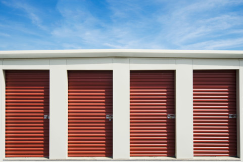 Row of self-storage units. Emmitsburg, Maryland, USA.