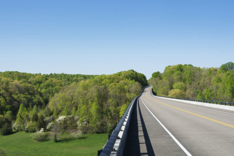 Empty Natchez Trace Parkway Bridge. Franklin, Tennessee, USA.