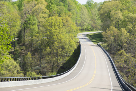 Empty Natchez Trace Parkway Bridge. Franklin, Tennessee, USA.
