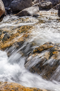 Close-up of Redfish Creek, blurred motion. Stanley, Idaho, USA.