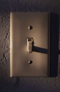 Close-up of light switch in off position. Nantucket, Massachusetts, USA.