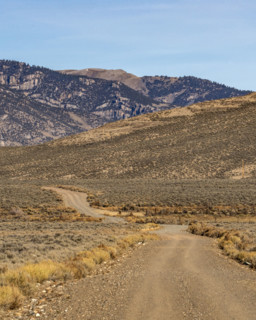 Empty rural dirt road over Trail Creek Pass. Mackay, Idaho, USA.
