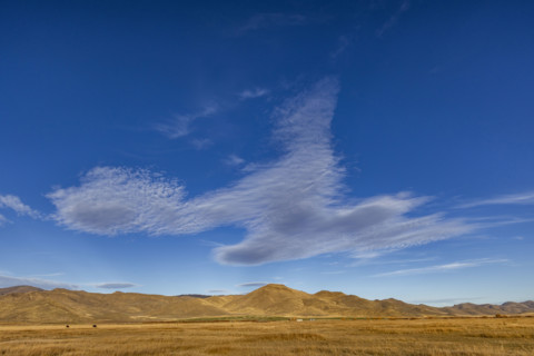 Unusual cloud shapes over open country. Bellevue, Idaho, USA.