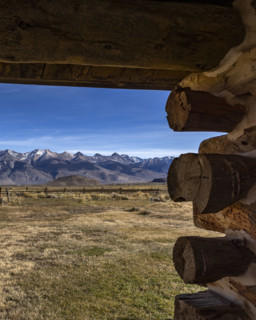 Big Lost Range seen from log cabin. Mackay, Idaho, USA.
