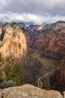 View into Zion Canyon from Angels Landing. , Utah, USA.