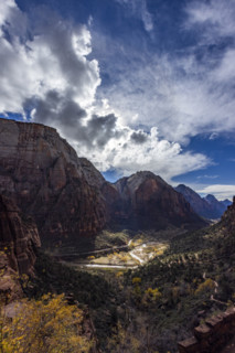 Clouds over Zion Canyon from Angels Landing Trail. , Utah, USA.