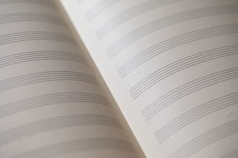 Close-up of blank sheet music paper . New York City, New York State, USA.