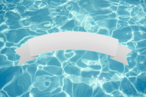 Blank banner in front of swimming pool. New York City, New York State, USA.