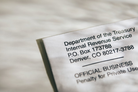 Close-up of letter from IRS. New York City, New York State, USA.