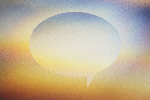 Thought bubble on abstract background. New York City, New York State, USA.