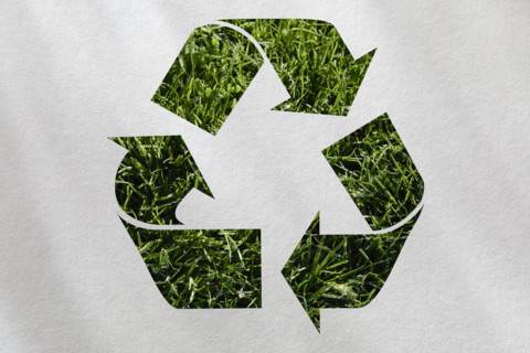 Grass recycling icon on white background. New York City, New York State, USA.
