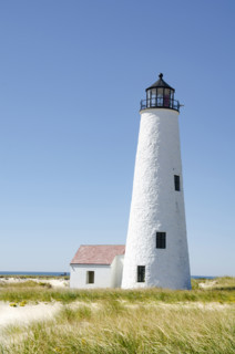 Great Point Lighthouse against clear sky, Nantucket, Massachusetts, USA.