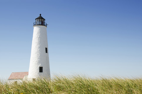 Great Point Lighthouse against clear sky, Nantucket, Massachusetts, USA.