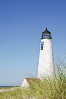 Great Point Lighthouse against clear sky, Nantucket, Massachusetts, USA.