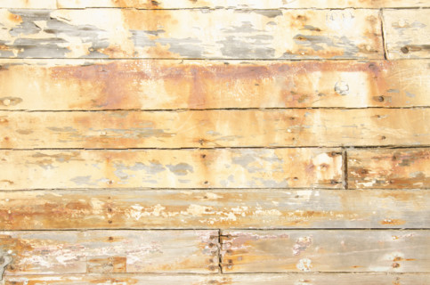Close-up of weathered hull of  old wood boat, Inverness, California, USA.