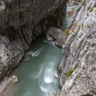 Verdon River crossing Verdon Gorge, blurred motion, Gorges du Verdon, Provence, France.