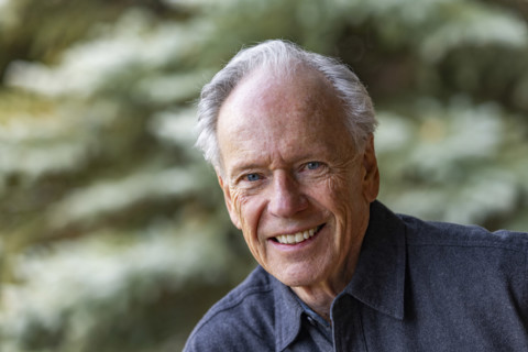 Portrait of smiling senior man outdoors, Bellevue, Idaho, USA.