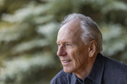 Portrait of smiling senior man outdoors, Bellevue, Idaho, USA.