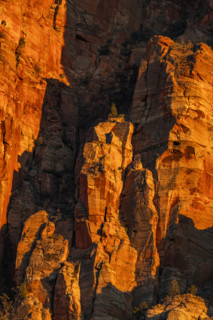 Close-up of sandstone cliffs at sunset, Bellevue, Idaho, USA.