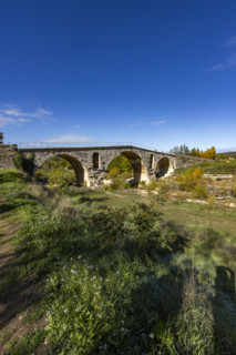 3rd century Roman bridge, Pont Julien, on sunny day, Bonnieux, Vaucluse, France.
