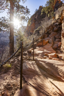 Safety chains on hike to Angels Landing, Zion National Park, Utah, USA.