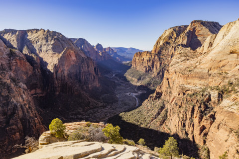 View of Zion Canyon from Angels Landing, Zion National Park, Utah, USA.