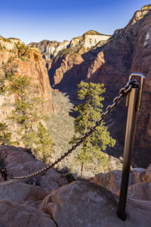 Safety chains on hike to Angels Landing, Zion National Park, Utah, USA.