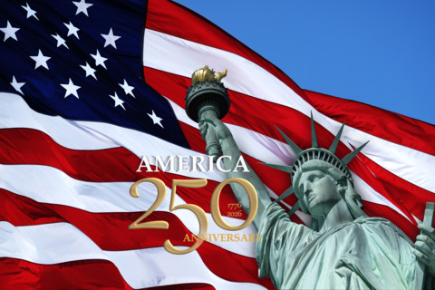 Statue of Liberty with American flag, New York City, New York, USA.