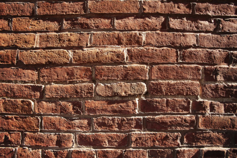 Close-up of red brick wall, Gettysburg, Pennsylvania, USA.