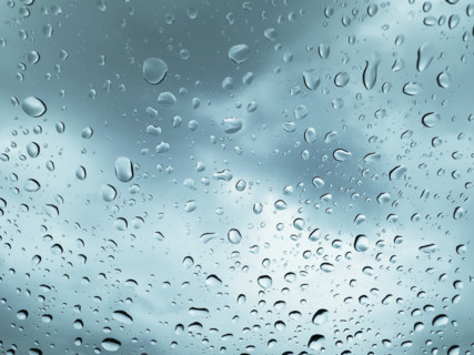 Close-up of rain drops on window glass, Nashville, Tennessee, USA.