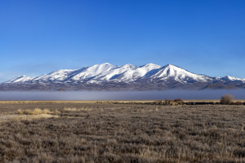 Snowcapped Soldier Mountains on sunny day