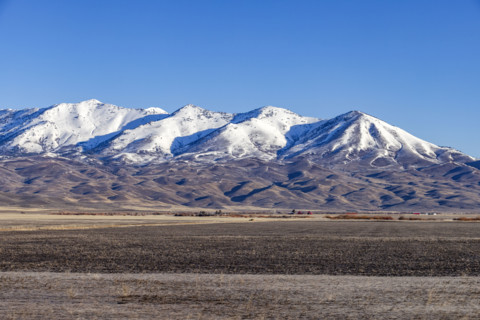 Snowcapped Soldier Mountains on sunny day