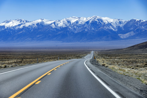 To lane highway leading to mountains