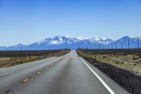 To lane highway leading to mountains