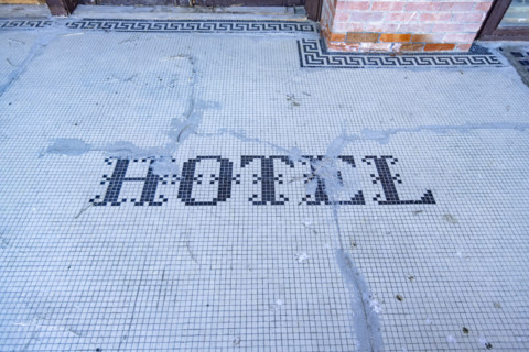 Hotel in mosaic tile at Goldfield Hotel