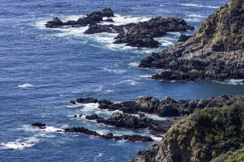 Waves crashing against rocky Big Sur Coast