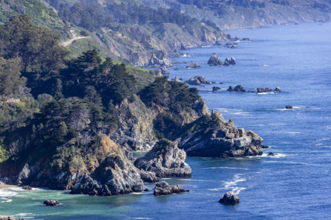 Calm ocean and rocky Big Sur Coast