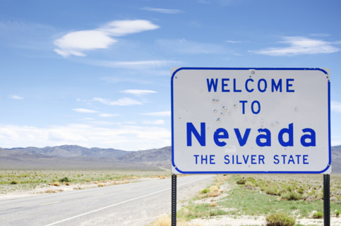 Nevada welcome sign on roadside