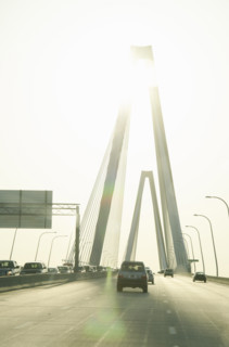 Traffic on Ravenel Bridge on sunny day