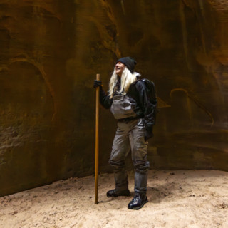 Woman hiking The Narrows of Virgin River