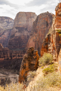 View into Zion Canyon from Angels Landing ascent