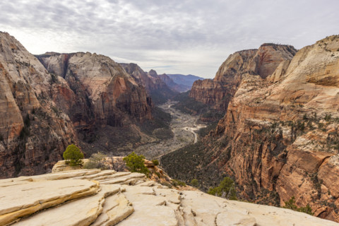 View into Zion Canyon from Angels Landing ascent