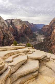 View into Zion Canyon from Angels Landing ascent