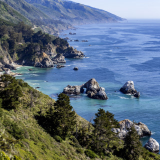 Calm ocean and rocky Big Sur Coast